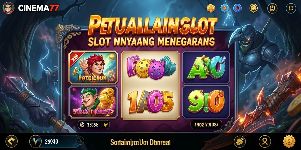 Screenshot utama CINEMA77 menampilkan gameplay Slot yang menegangkan.